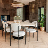 Richmond Interiors Hampton Beige Travertine Oval Dining Table | 8 Seater