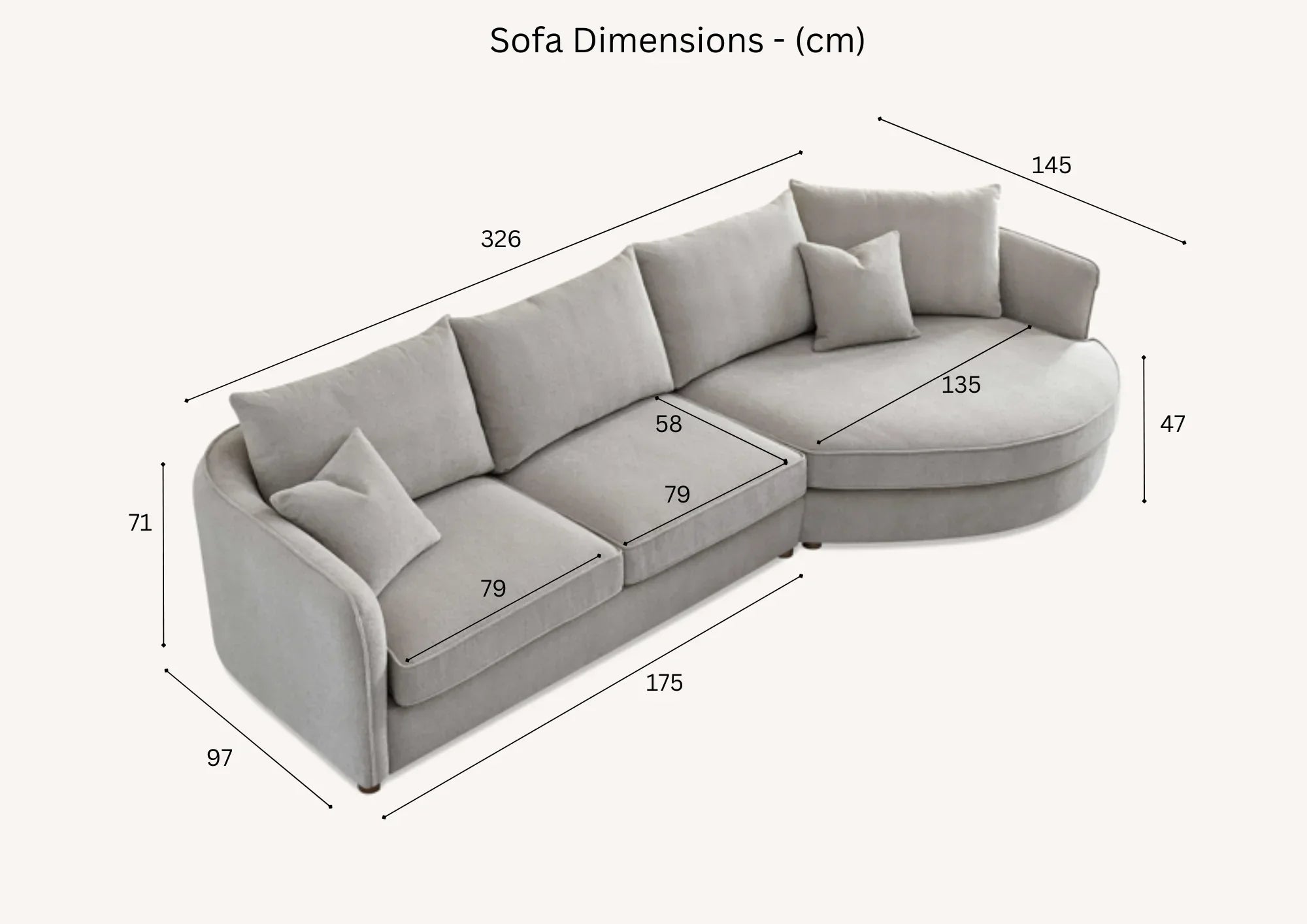 The Pebble Grey Boucle Corner Premium Sofa Fabric