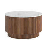 Jasmine Mango Brass Ribbed Marble Coffee Table