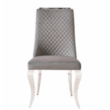 Louis Marble & Chrome Dining Table With Roxy Grey Velvet Chairs