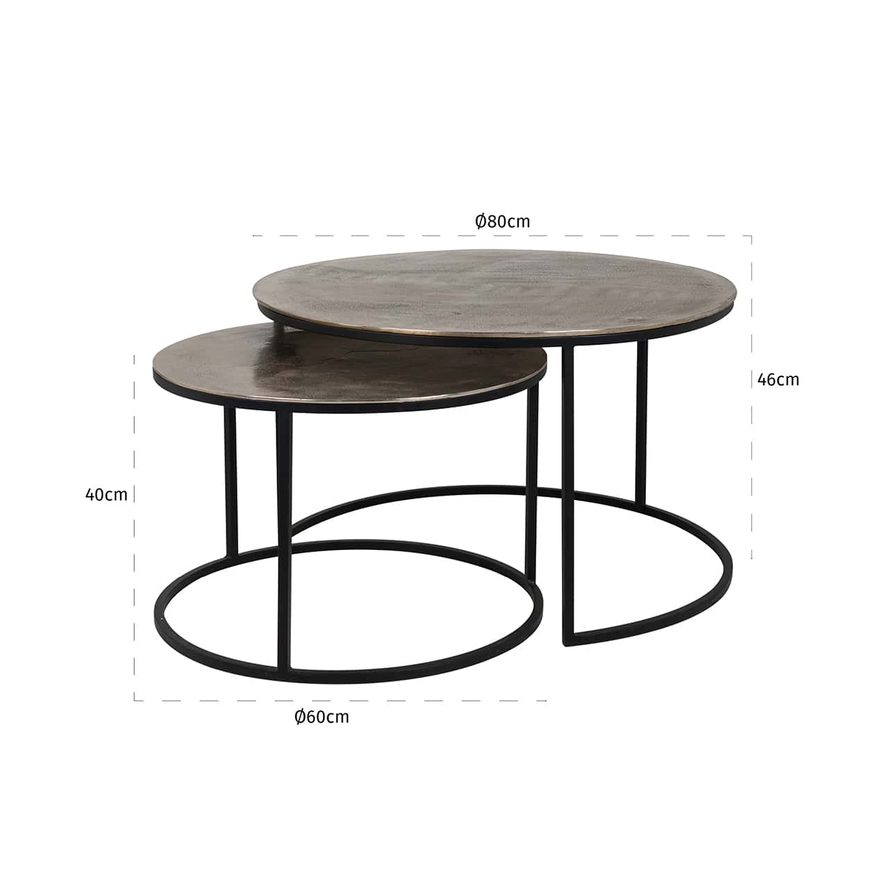 Richmond Interiors Asher Champagne Gold Coffee Table Nest | Set of 2