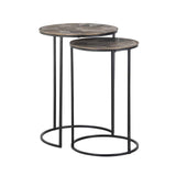 Richmond Interiors Tulum Brushed Gold Round Side Table Nest | Set of 2