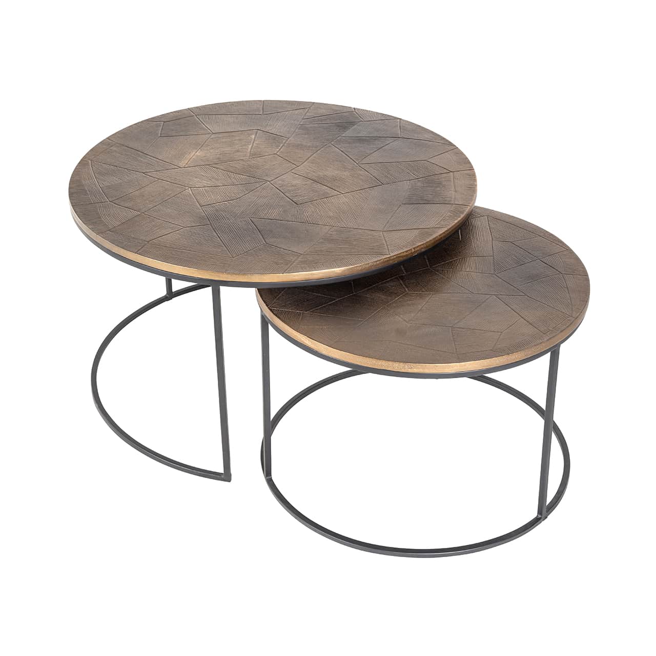 Richmond Interiors Tulum Brushed Gold Coffee Tables Nest | Set of 2