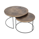 Richmond Interiors Tulum Brushed Gold Coffee Tables Nest | Set of 2