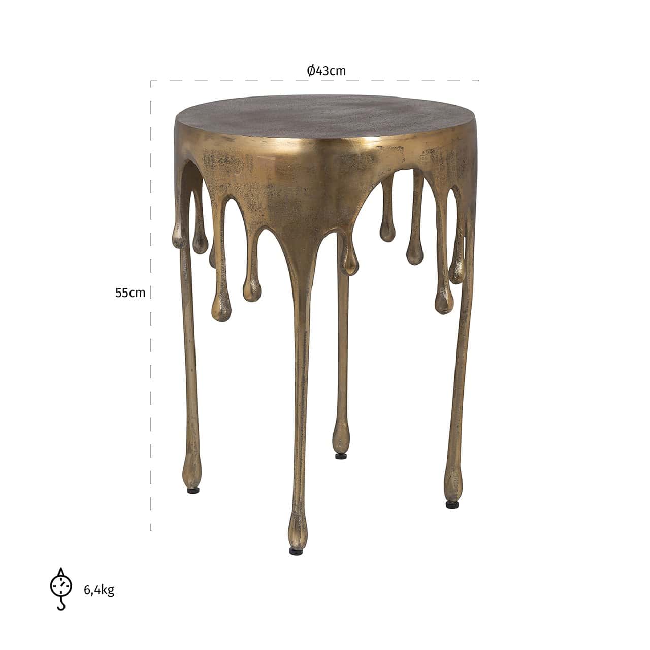 Richmond Interiors Carly Brushed Gold Paint Drip Side Table