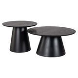 Richmond Interiors Jazz Black Wood Round Coffee Table Nest | Set of 2