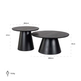Richmond Interiors Jazz Black Wood Round Coffee Table Nest | Set of 2