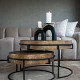Richmond Interiors Derby Brushed Gold Round Coffee Table Nest | Set of 2
