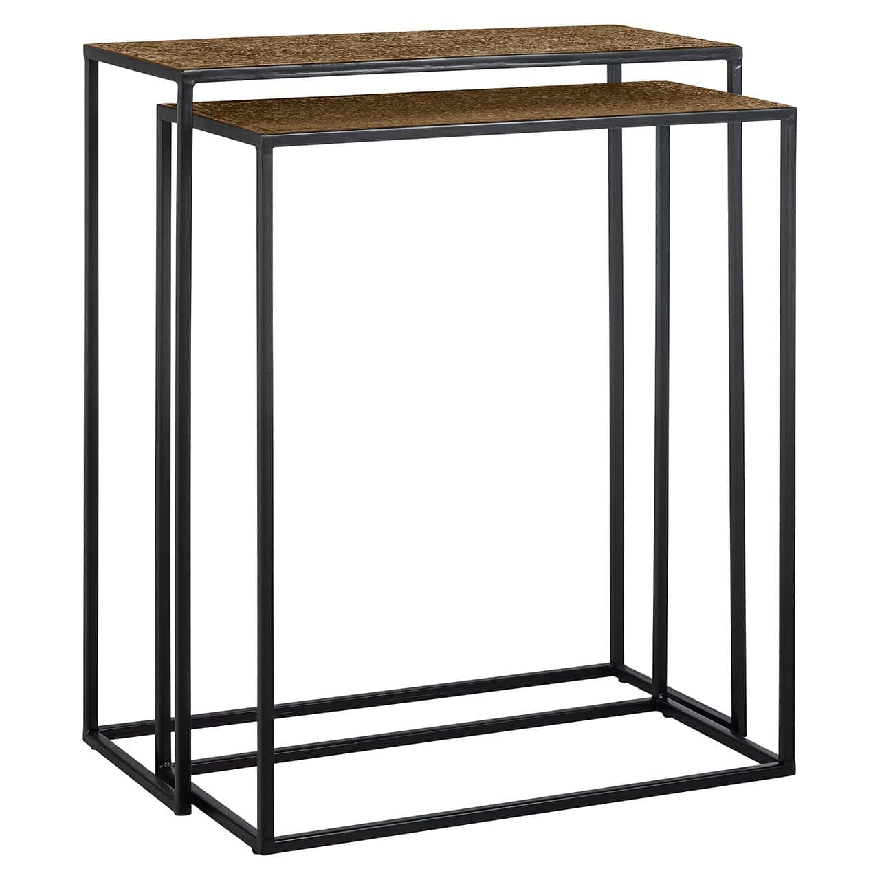 Richmond Interiors Bristol Textured Gold Console Table Nest | Set of 2