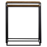 Richmond Interiors Bristol Textured Gold Console Table Nest | Set of 2