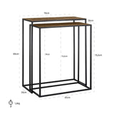 Richmond Interiors Bristol Textured Gold Console Table Nest | Set of 2