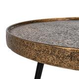 Richmond Interiors Luton Textured Gold Round Coffee Table Nest | Set of 3