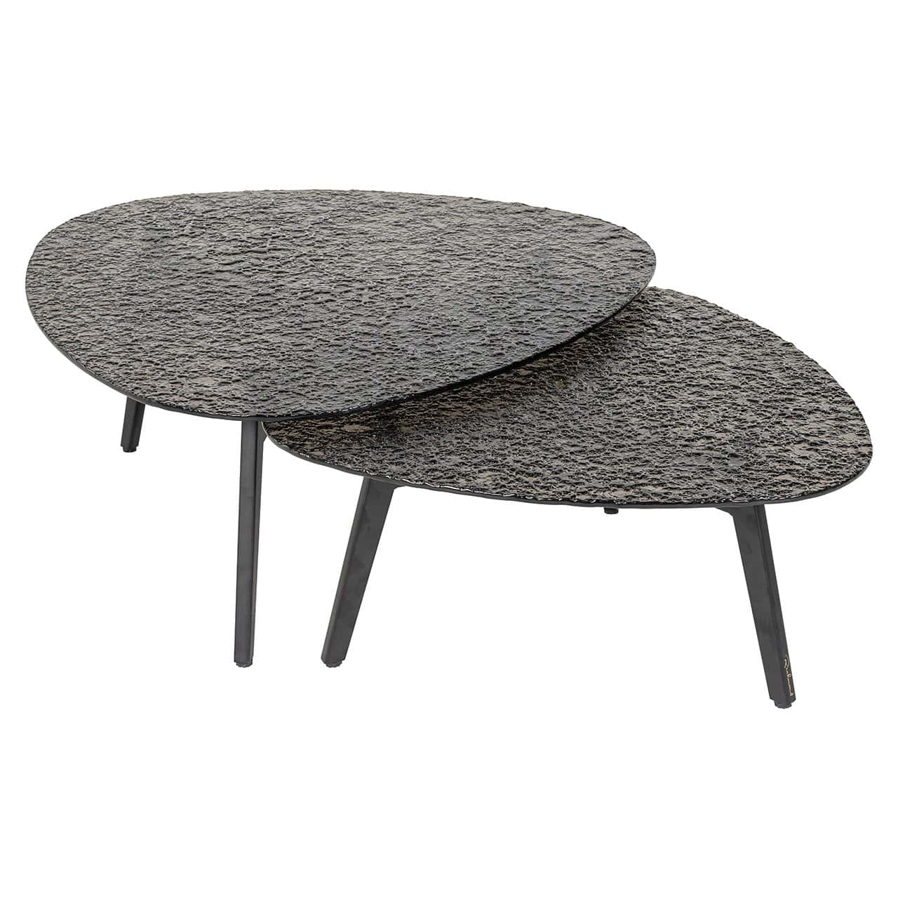 Richmond Interiors Riley Plectrum Smoked Glass Coffee Table Nest | Set of 2