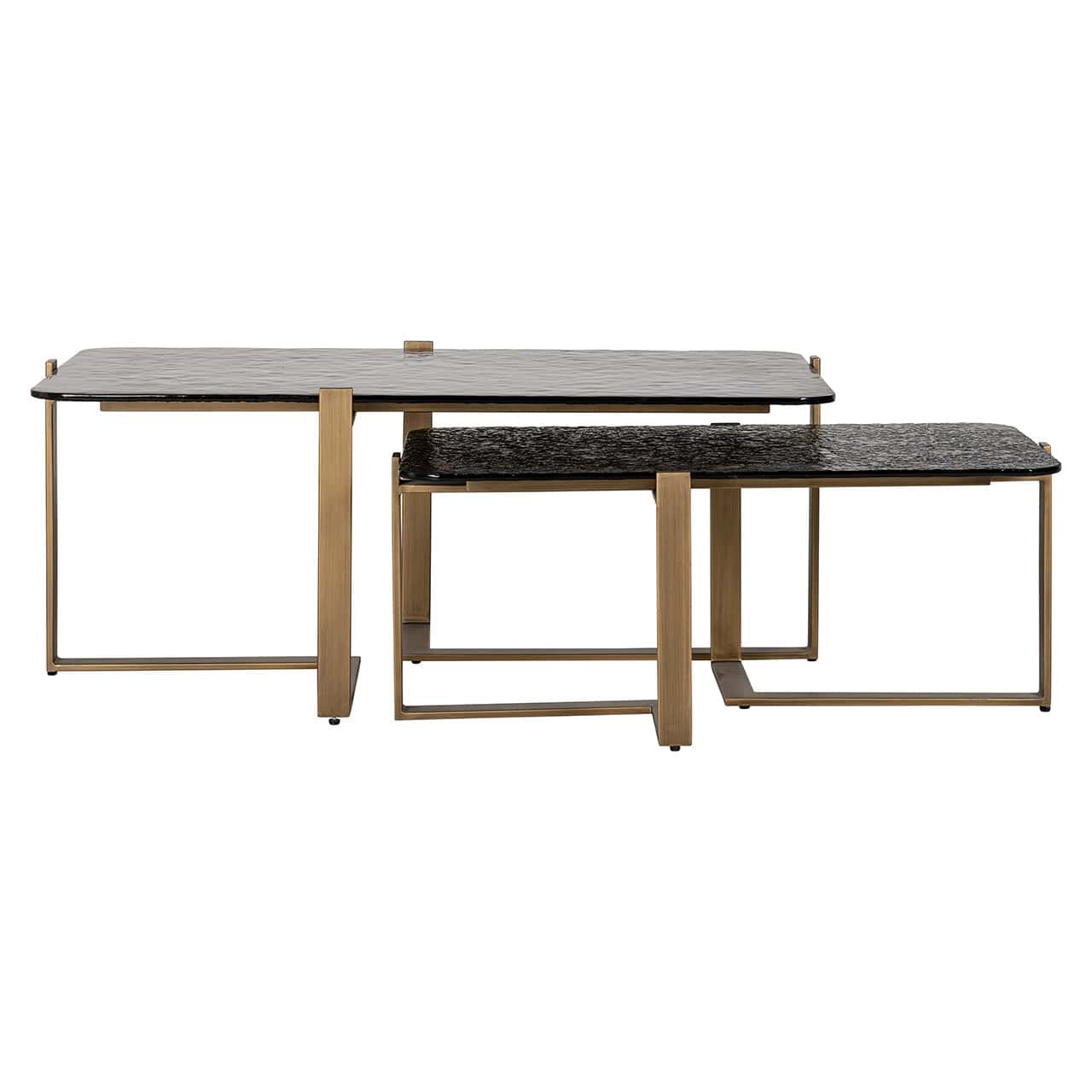 Richmond Interiors Sterling Bronze & Smoked Glass Coffee Table Nest | Set of 2
