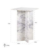 Richmond Interiors Holmes White Marble Square Side Table