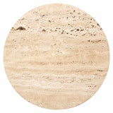 Richmond Interiors Dillinger Beige Travertine & Black Round Side Tables | Set of 2