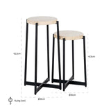 Richmond Interiors Dillinger Beige Travertine & Black Round Side Tables | Set of 2