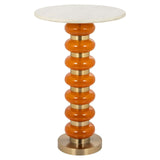 Richmond Interiors Barbara Orange Glass & Gold Round Side Table