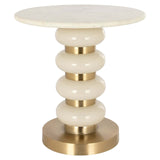Richmond Interiors Boann White Glass & Gold Round Side Table