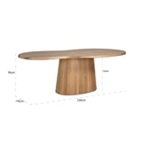 Richmond Interiors Riva Carved Natural Oak Wood Abstract Dining Table| 230 Cm