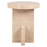 Richmond Interiors Biltmore Italian Travertine Beige Side Table