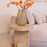 Richmond Interiors Biltmore Italian Travertine Beige Side Table