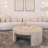 Richmond Interiors Biltmore Italian Travertine Beige Side Table