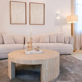 Richmond Interiors Biltmore Italian Beige Travertine Round Coffee Table