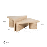 Richmond Interiors Fictus Beige Travertine Triangle Puzzle Coffee Table | Set of 2
