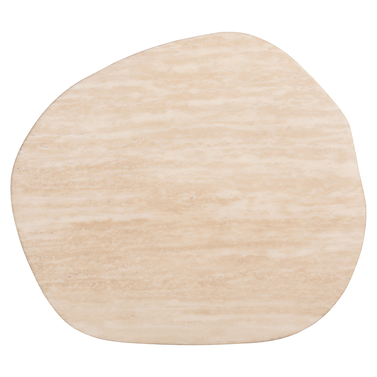 Richmond Interiors Fictus Beige Travertine Abstract Rounded Side Table