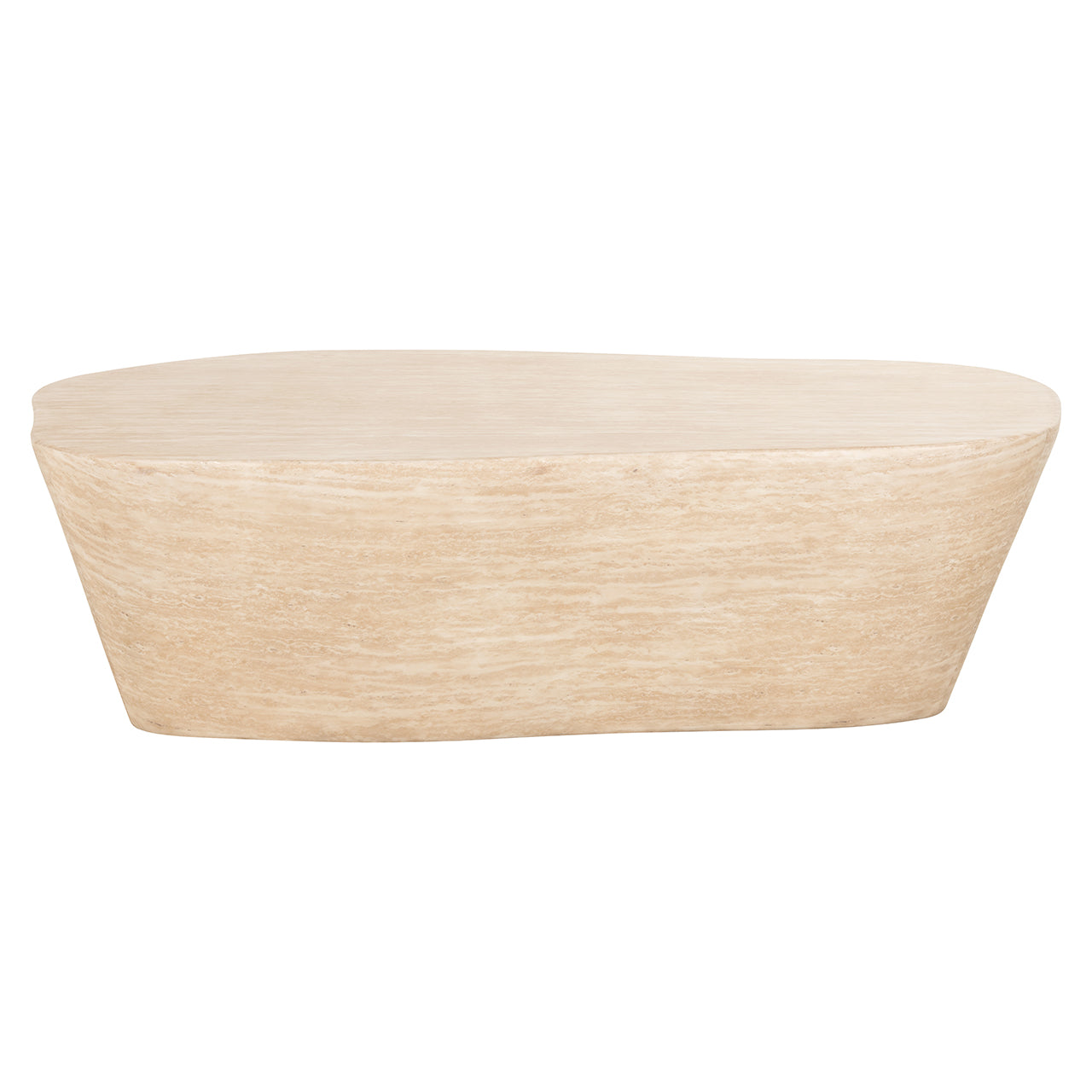 Richmond Interiors Fictus Beige Travertine Abstract Rounded Coffee Table