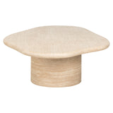 Richmond Interiors Fictus Beige Travertine Abstract Oval Coffee Table