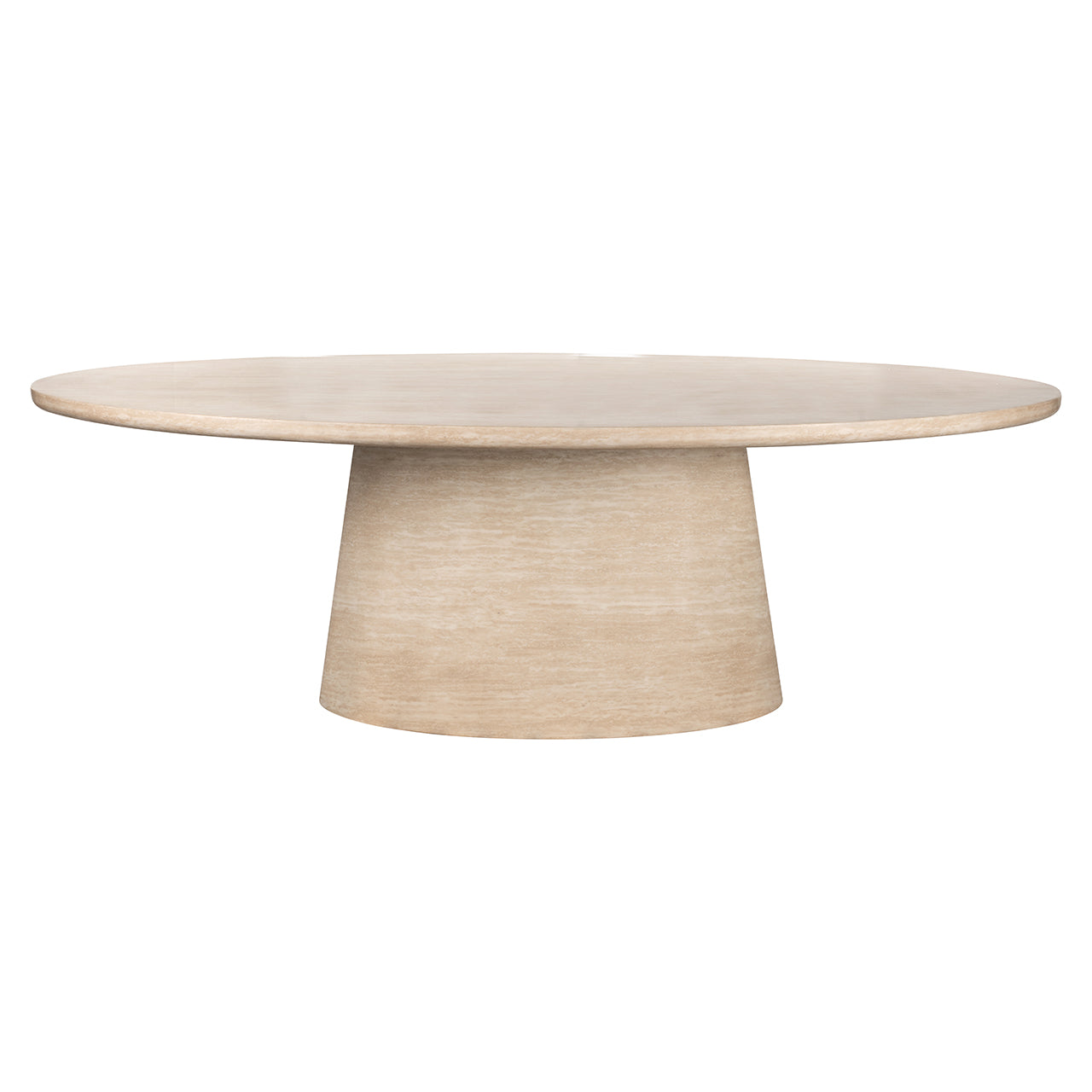 Richmond Interiors Fictus Beige Travertine Rounded Dining Table | 240 cm