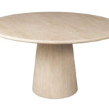Richmond Interiors Fictus Beige Travertine Round Dining Table | 4-6 Seater
