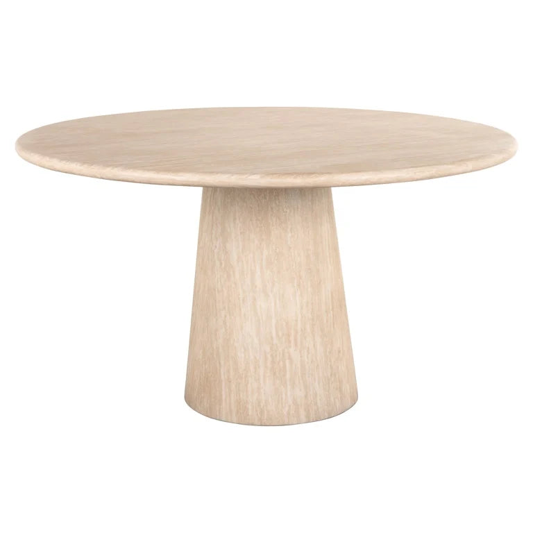 Richmond Interiors Fictus Beige Travertine Round Dining Table | 4-6 Seater