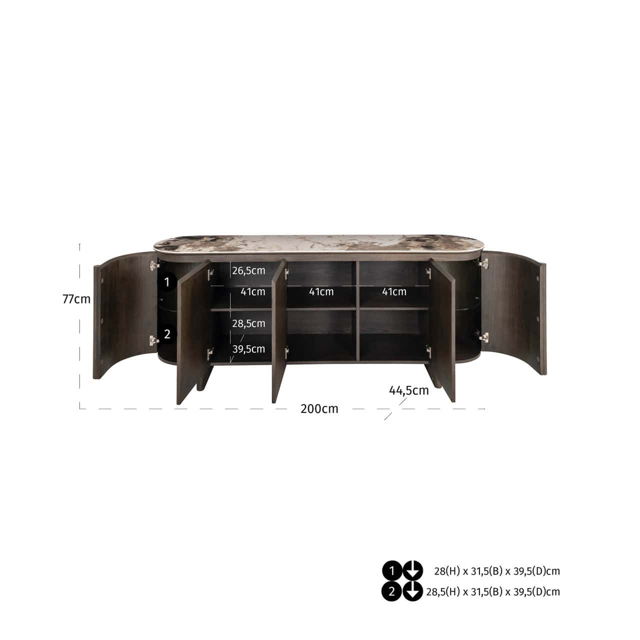 Richmond Interiors Langford Brown 4 Door Sideboard