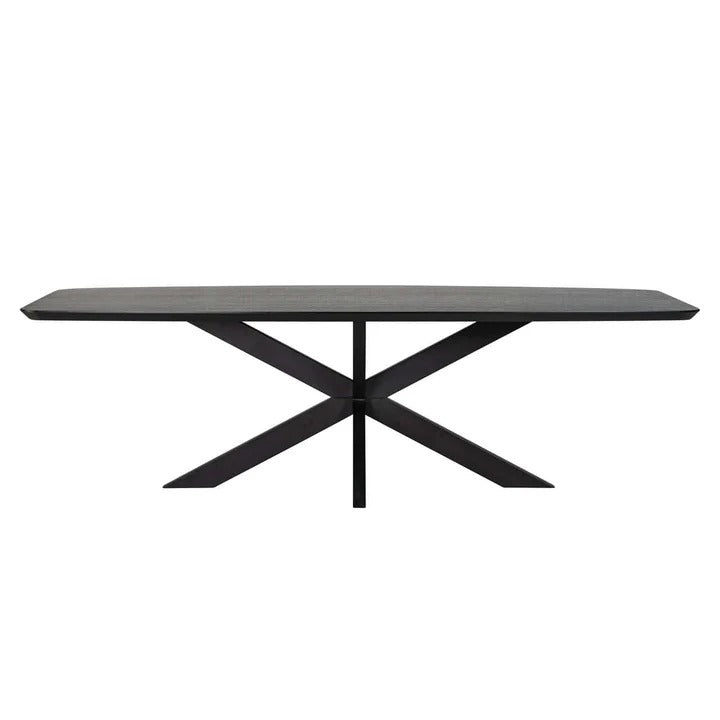 Richmond Interiors Bonvoy Black Oak Wood Dining Table | 8 Seater