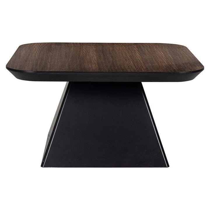 Richmond Interiors Bonvoy Black & Walnut Brown Oak Wood Square Coffee Table