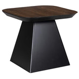 Richmond Interiors Bonvoy Black & Walnut Brown Oak Wood Square Side Table