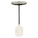 Richmond Interiors Aurora White Marble Side Table with Glass Top