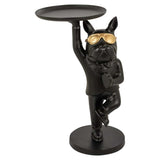 Richmond Interiors Black & Gold French Bulldog Butler Side Table