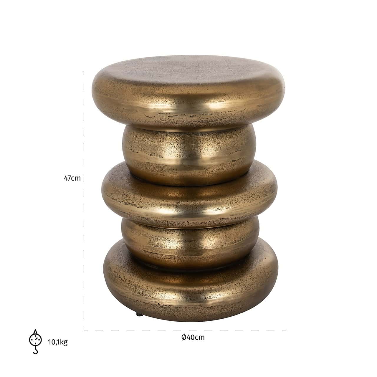 Richmond Interiors Ela Gold Stacked Round Side Table