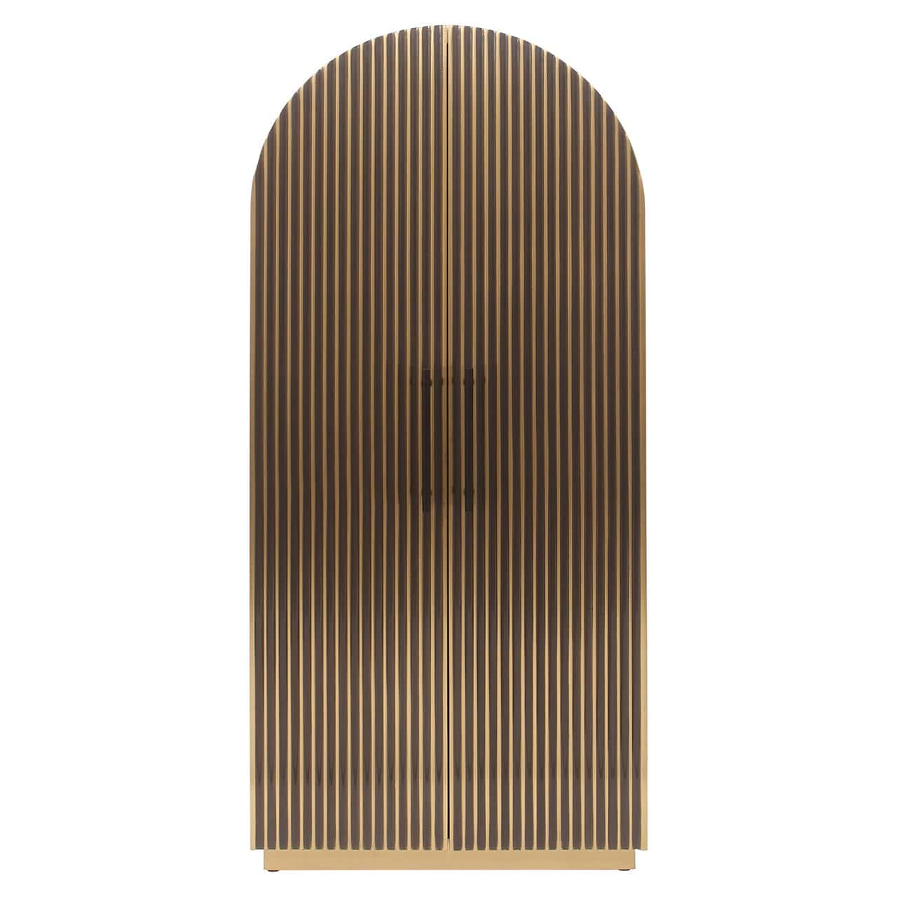 Richmond Interiors Les Arcs Brushed Gold Ribbed Cabinet