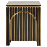 Richmond Interiors Les Arcs Brushed Gold & Black Marble Bedside Table