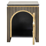 Richmond Interiors Les Arcs Brushed Gold & Black Marble Bedside Table
