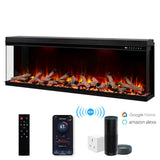 Maison 80 Inch 2025 Panoramic Smart Alexa Media Wall Fire 3 Sided Glass LED WiFi Electric UHD Fireplace
