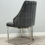 Brompton Grey/Chrome Plush Velvet Dining Chair
