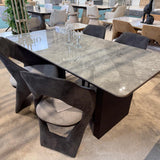 Melbourne 180cm Grey Ribbed Ceramic Marble Dining Table