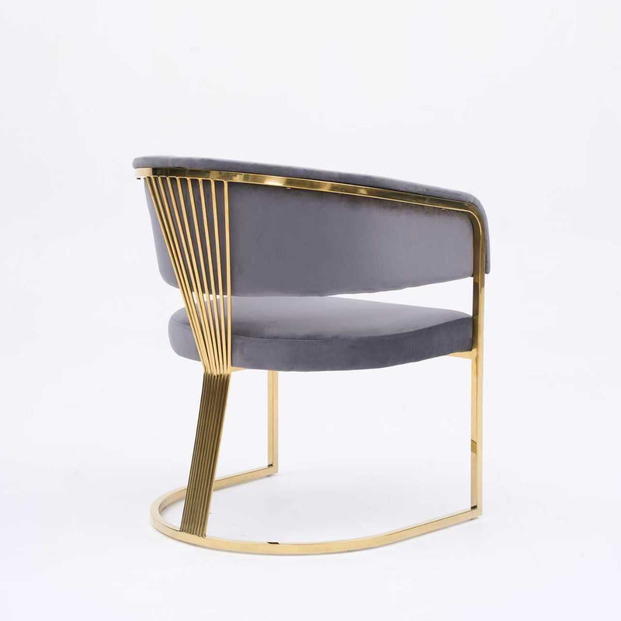 Savoy Grey/Gold Plush Velvet Dining Chair