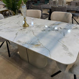 Sydney 160cm Cream/Gold Ceramic Marble Dining Table